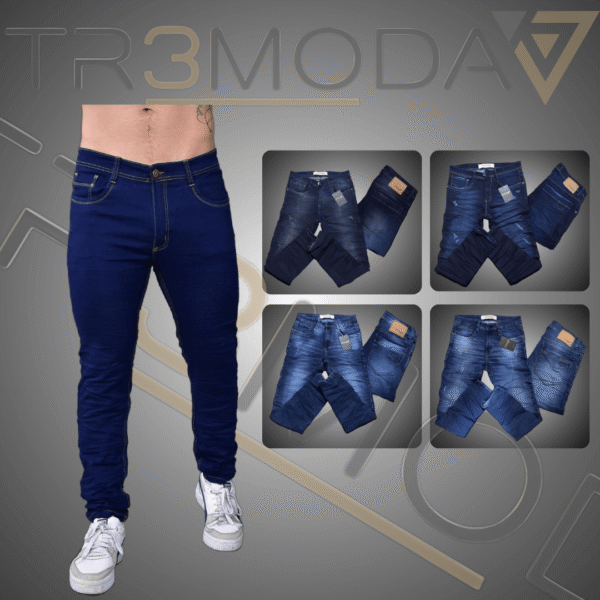 hombre usando jean tipo Skinin de color azul