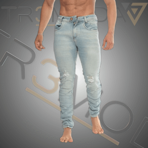 13 hombre usando jean tipo Skinin de color azul