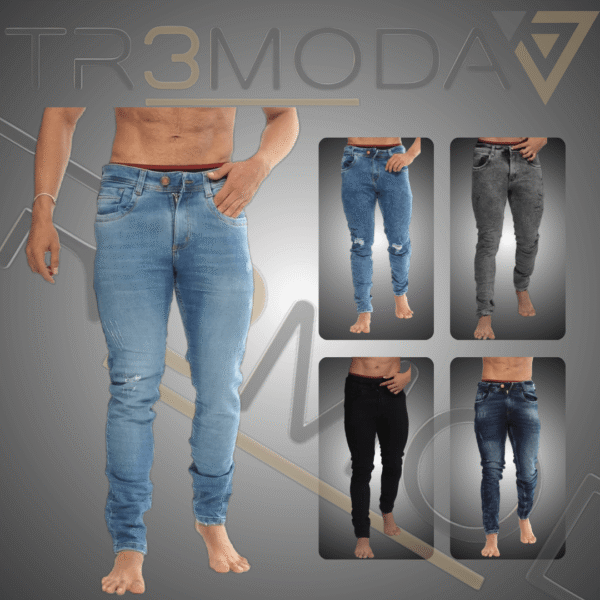 16 hombre usando jean tipo Skinin de color azul