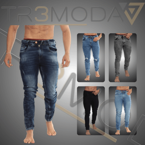 19 hombre usando jean tipo Skinin de color azul