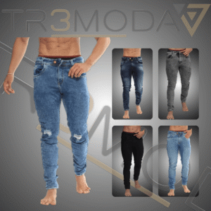 hombre usando jean tipo Skinin de color azul