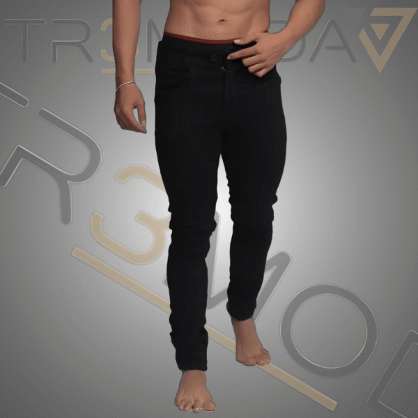 7 hombre usando jean tipo Skinin de color negro