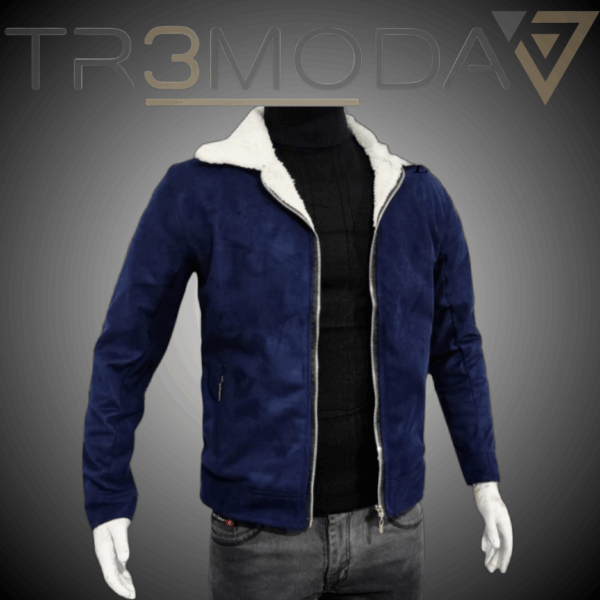 Chaqueta Gamuza Ovejera Azul chaqueta de gamuza con cuello y forro en tela ovejera en color azul