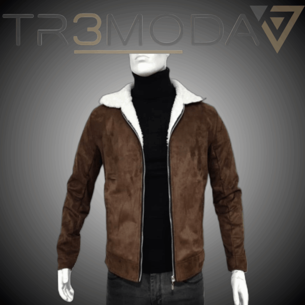 Chaqueta Gamuza Ovejera Cafe chaqueta de gamuza con cuello y forro en tela ovejera en color Cafe