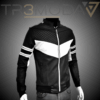 Chaqueta Moto Street Reflective para hombre hecha en cuerotex con reflectivos ideal para motociclistas con adorno negro diamante