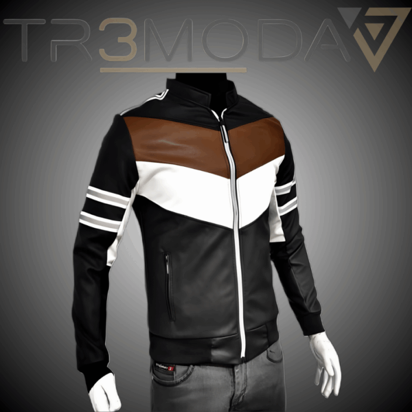 Chaqueta Moto Street Reflective para hombre hecha en cuerotex con reflectivos ideal para motociclistas con adorno marron