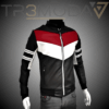 Chaqueta Moto Street Reflective para hombre hecha en cuerotex con reflectivos ideal para motociclistas con adorno rojo