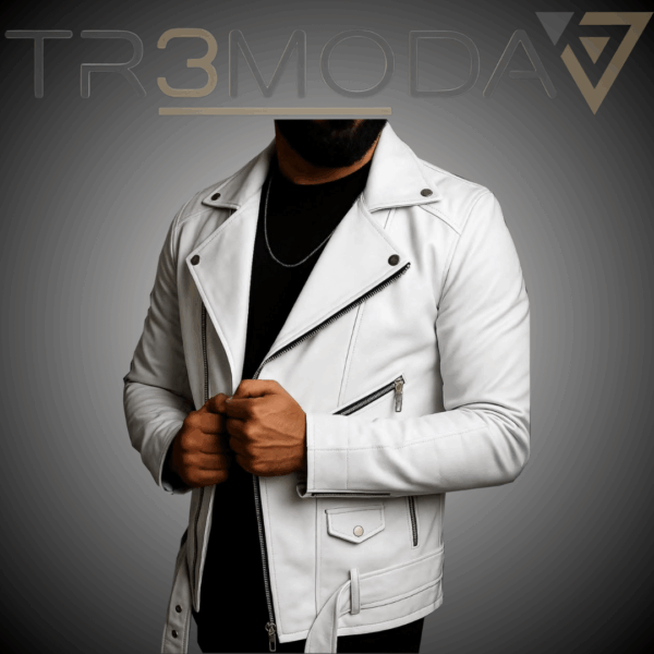 premium rider blanca chaqueta en cuerotex premium blanca
